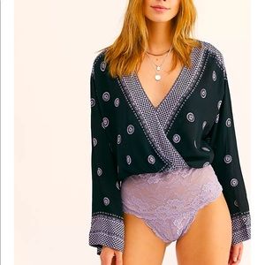 NWT Free People On Board Bodysuit, Black Combo